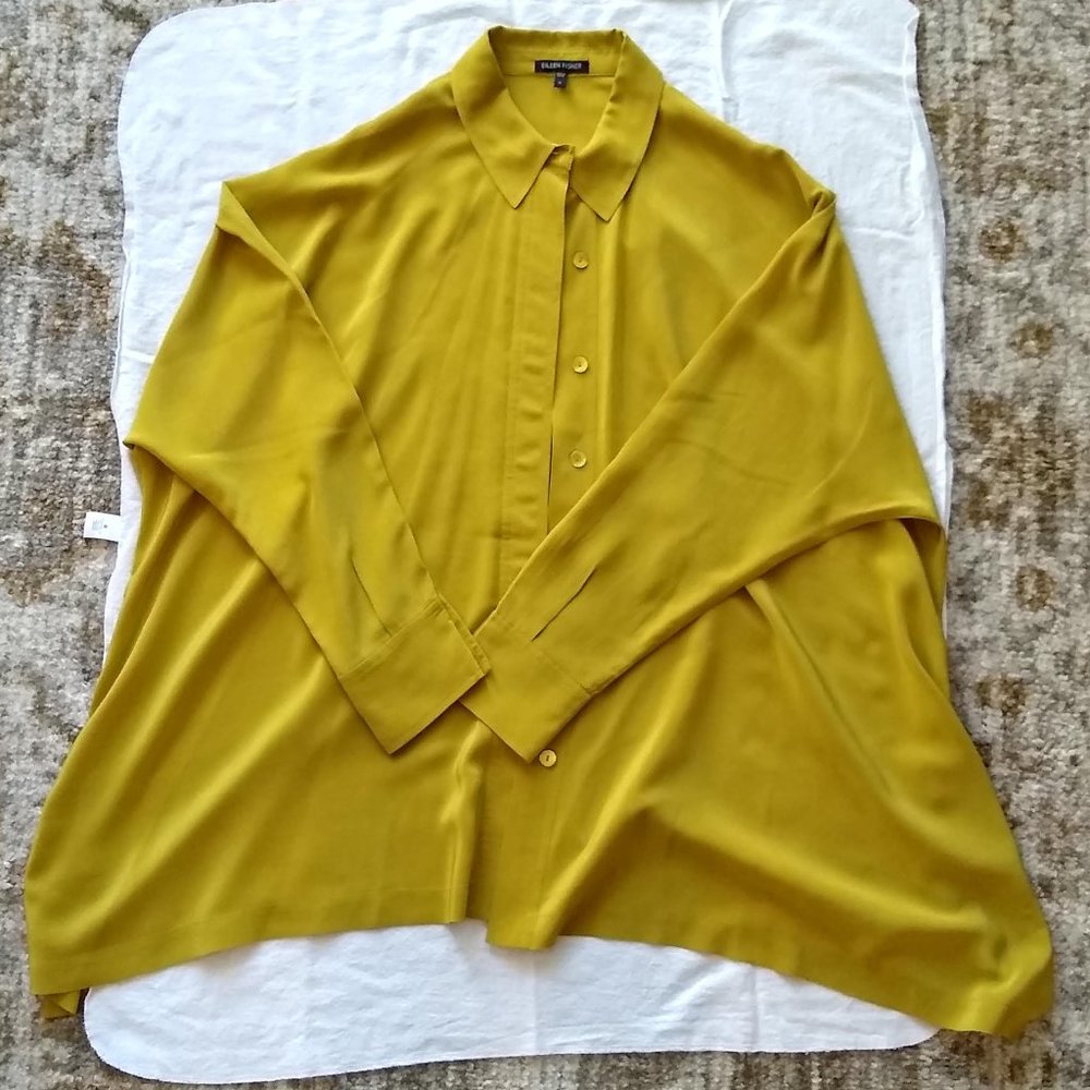 Eileen Fisher Chartreuse Silk Top